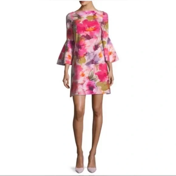 Chiara Boni La Petite Robe Floral Bell-Sleeve Dress (IT 52 / US ~16 / XL)